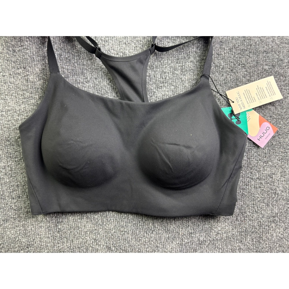 HUUG Got Your Back Racer Sports Bra Women Size M Black Longline H230004